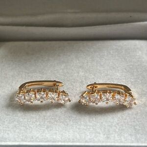 Elegant Gold Crystal Earrings stainless